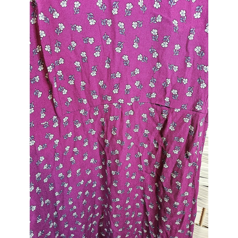 Loft Womans Long Burgundy Floral Dress Sz 10 Bloomcore Cottagecore - Picture 8 of 13